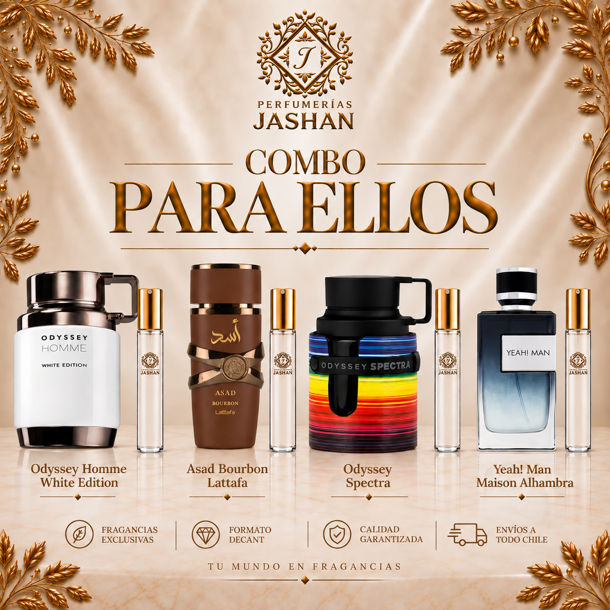DECANT - COMBO PARA ELLOS C/U + ODYSSEY WHITE + ASAD BOURBON + SPECTRA ODYSSEY+ YEAH MAN