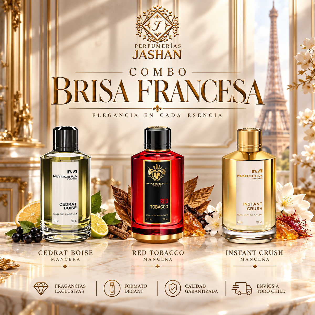 DECANT -BRISA FRANCESA C/U +CEDRAT BOISE + RED TOBACCO+ INSTANT CRUSH