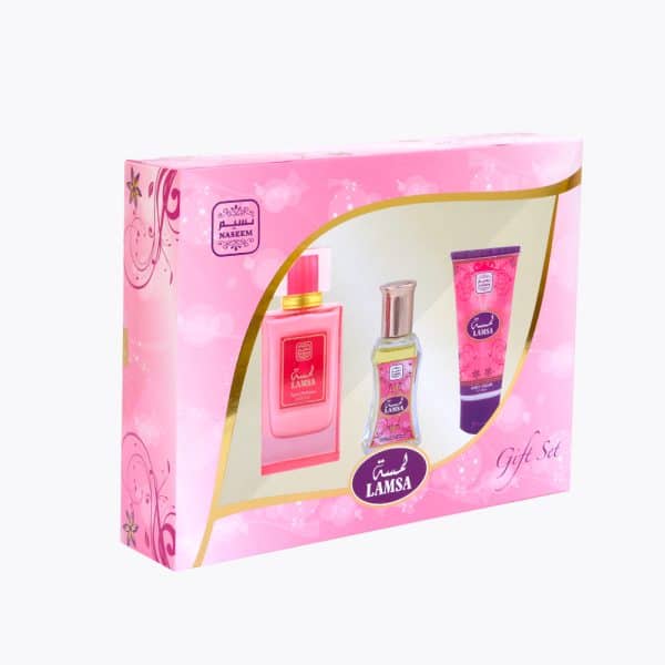 Lamsa estuche perfume sin alcohol + extracto de perfume + locion NASEEM