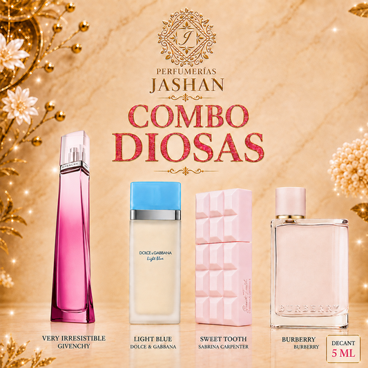 DECANT - COMBO DIOSAS  C/U  VERY IRRESISTIBLE  EDP + LIGHT BLUE  EDT+ SWEET TOOTH EDP+ BURBERRY HER EDP