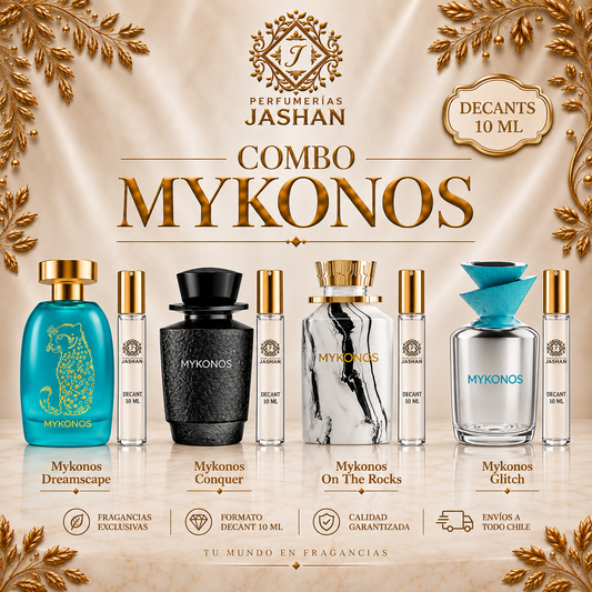 DECANT - COMBO MYKONOS C/U  DREAMSCAPE EXTRACTO + CONQUER  EXTRACTO + ON THE ROCK EXTRACTO + GLITCH MYKONOS