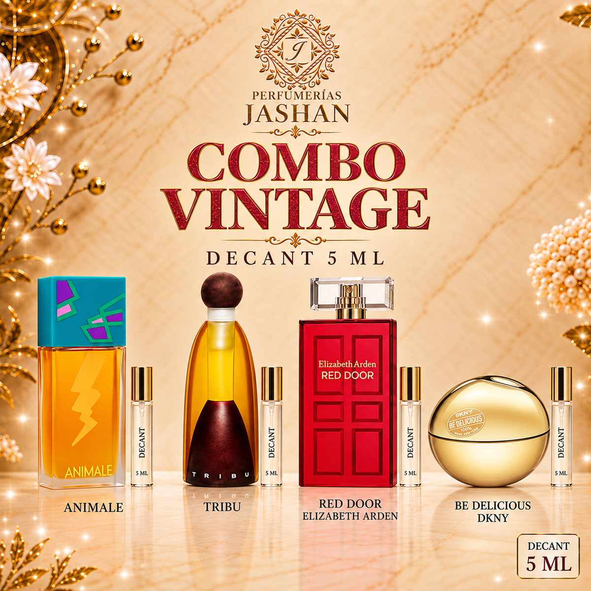 DECANT - COMBO VINTAGE C/U ANIMAL EDP  + TRIBU EDT  + RED DOOR EDP + DELICIOUS DKNY EDP