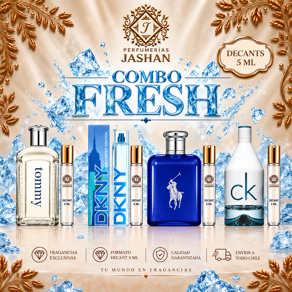DECANT - COMBO FRESH C/U +TOMMY EDT  + DKNY MEN EDT + POLO BLUE EDT+ CK IN2U MEN