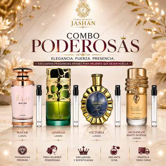 DECANT - PACK PODEROSAS  10ml c/u - MAYAR ROSA +QIMMAH + VICTORIA+ MUSSAMAM