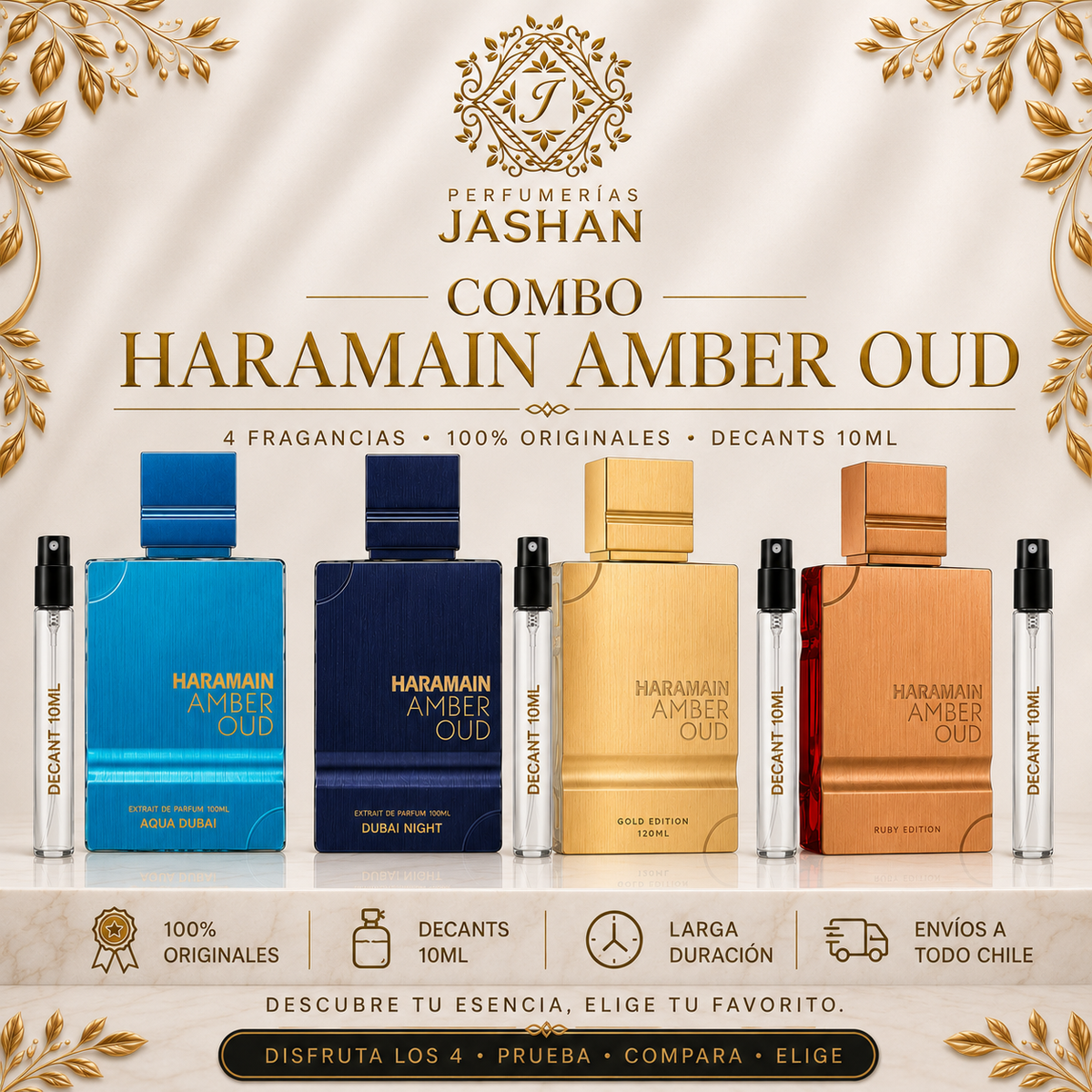 DECANT - COMBO  HARAMAIN10ml c/u  - AQUADUBAI +DUBAI NIGTH +GOLD EDITION+ RUBY