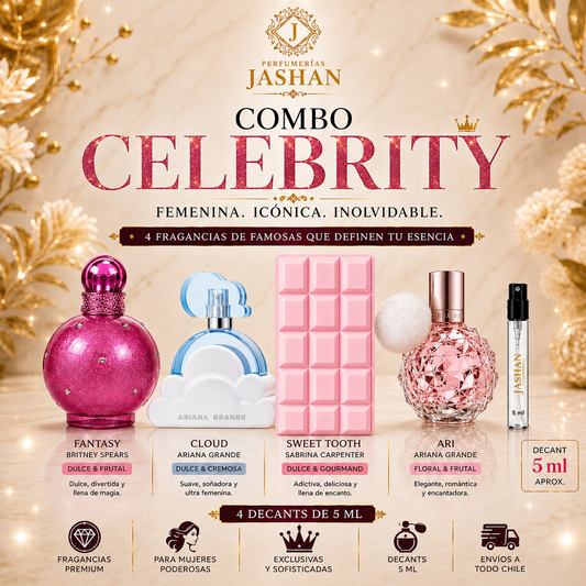 DECANT - COMBO CELEBRITY c/u -FANTASY BRITNEY EDT + CLOUD ARIANA EDP +SWEET TOOTH SABRINA EDP+ARI ARIANA EDP