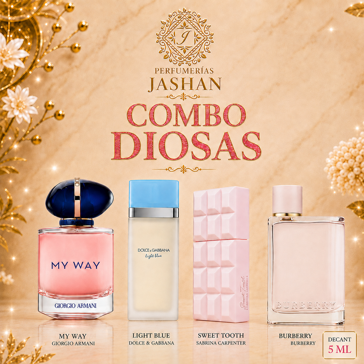 DECANT - COMBO DIOSAS  C/U  MY WAY EDP + LIGHT BLUE  EDT+ SWEET TOOTH EDP+ BURBERRY HER EDP