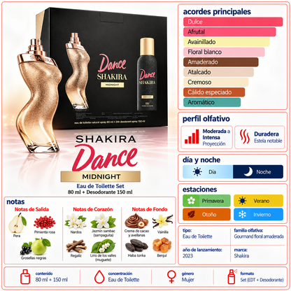 Shakira Dance Midnight Estuche EDT 80 ml + Deo 150 ml