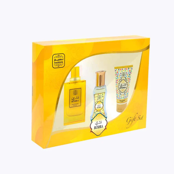 Set de Regalo, BUSHRA Nassem, Perfume + Aceite Rollón + Crema Corporal