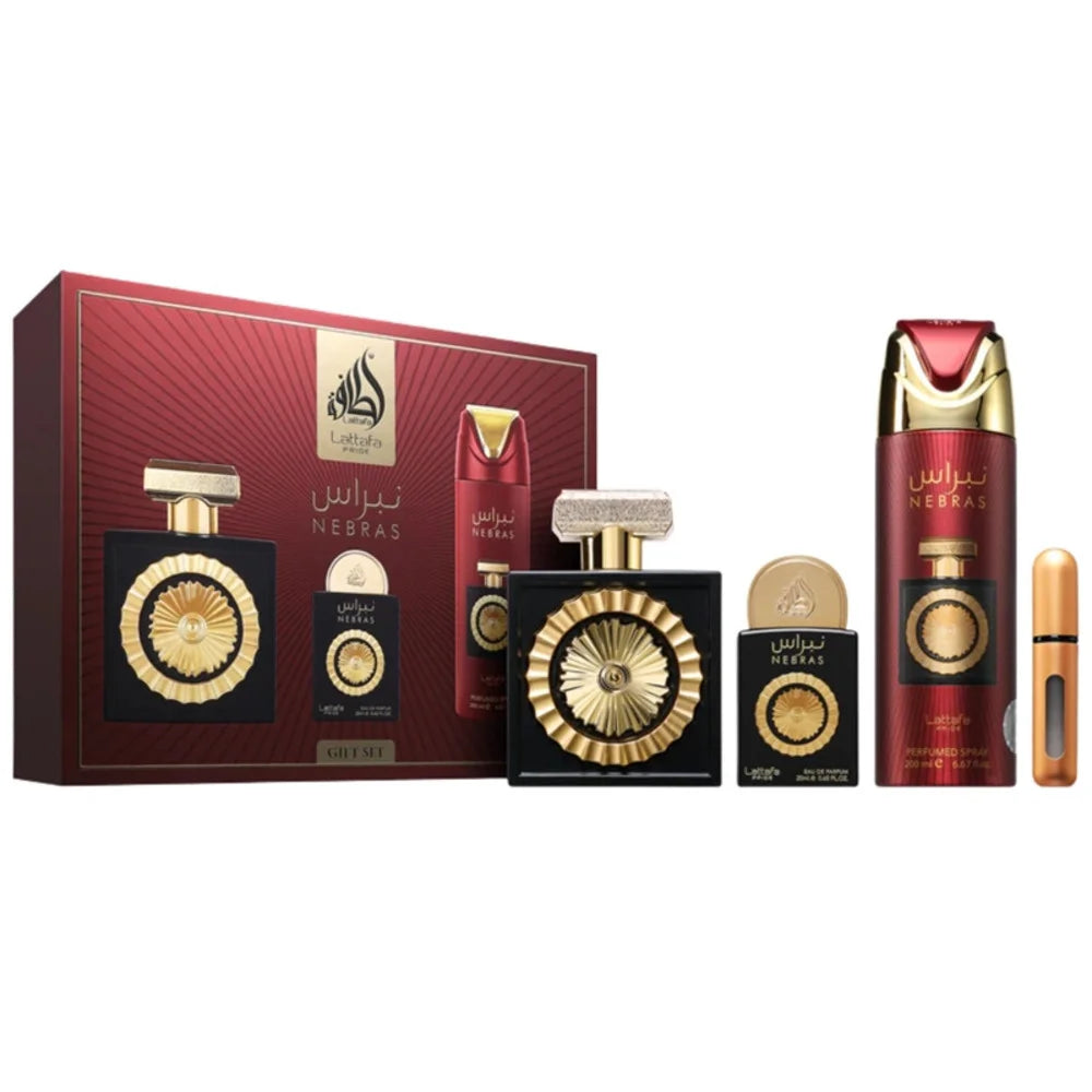 Nebras Lattafa 100ML EDP + 200ML BODY SPRAY + 20ML EDP + PERFUMERO