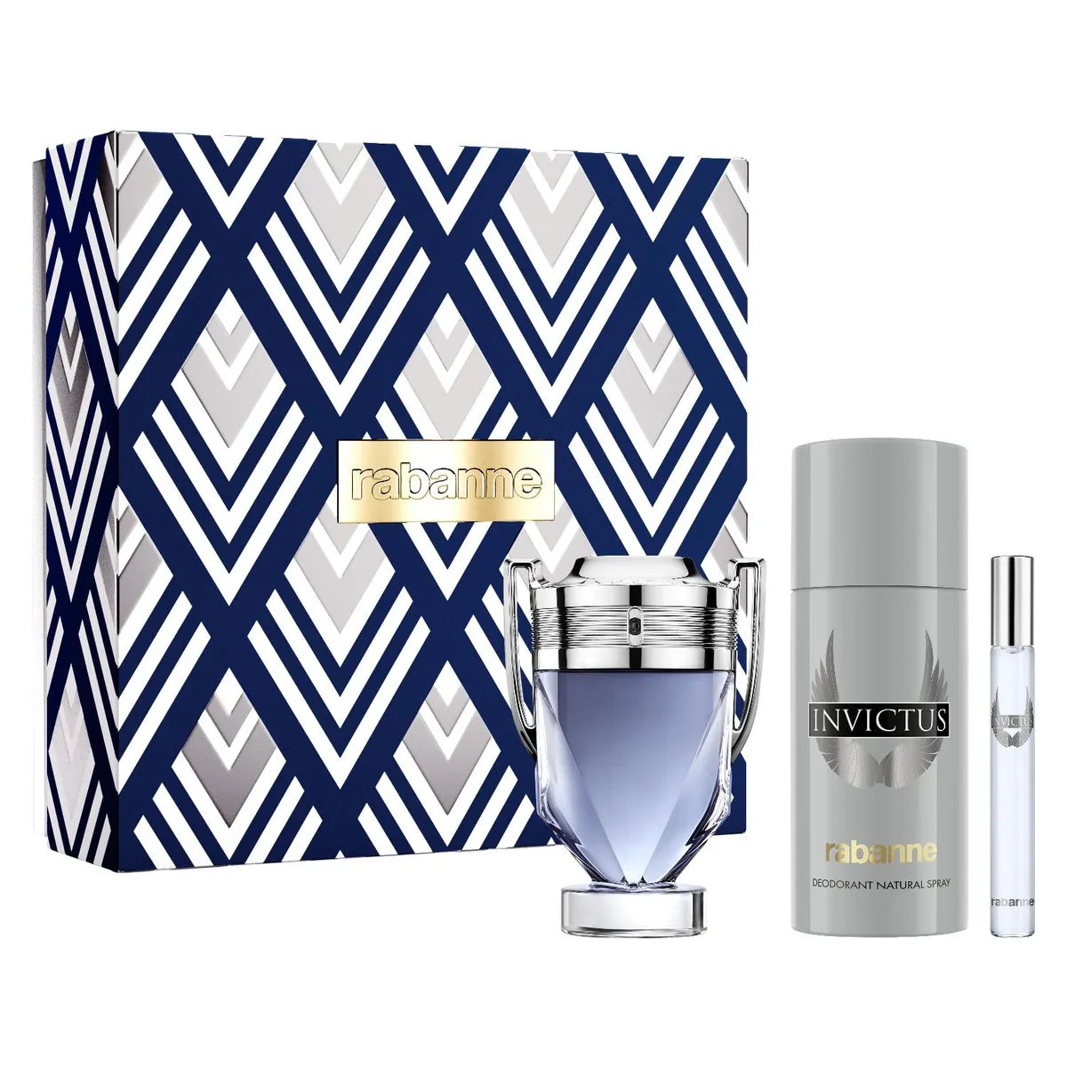 ESTUCHE, Invictus, Paco Rabanne, EDT 100 ML + Perfumero 10ml + Desodorante 250ml